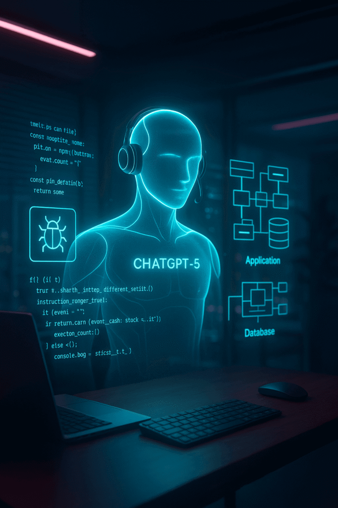 ChatGPT 5 generating and debugging code in multiple programming languages like a full-stack developer